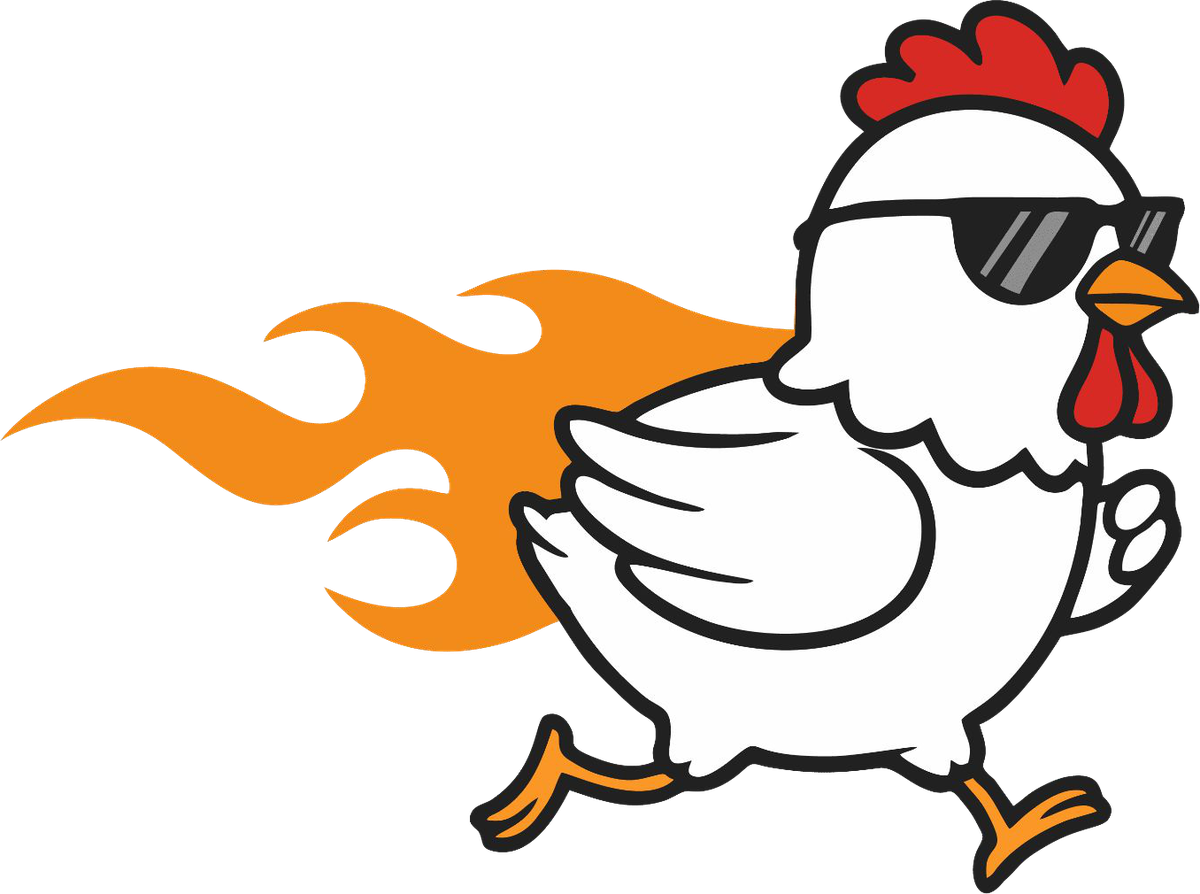 Jejat.com running chicken logo